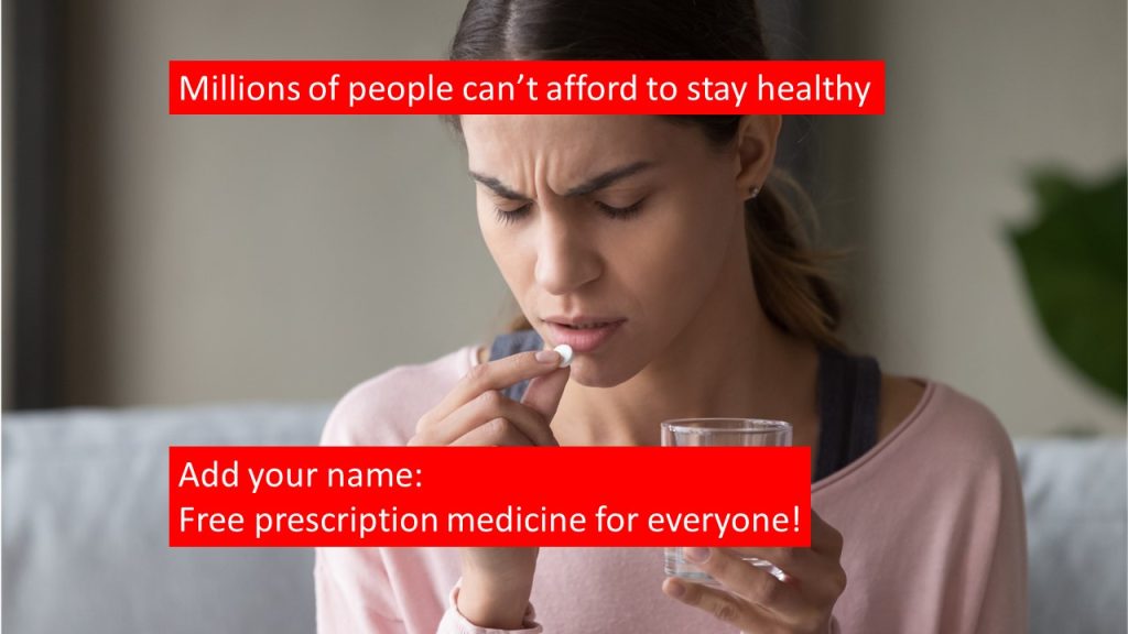 Add your name Free prescription medicine for everyone Canadian